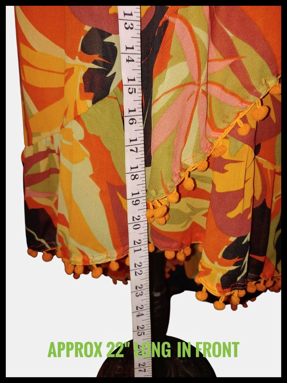 True Destinations Floral Orange Pom-Pom High-Low Skirt - Picture 3 of 5